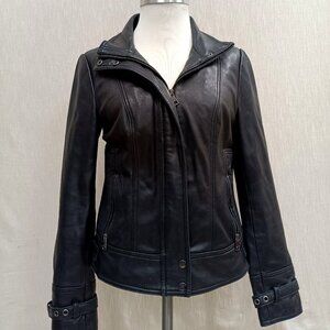 Via Spiga black leather bomber jacket - S